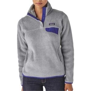 Patagonia Gray Fleece Pullover with Blue Pocket